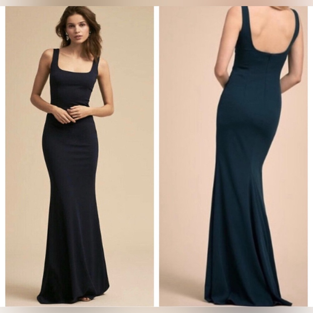 BHLDN Anthropologie Katie May Navy Blue Sheath Dress Wedding Black Tie Prom